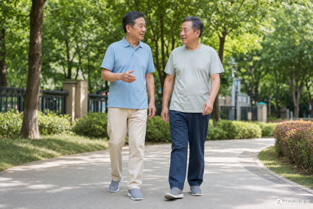 图1 夏季社区散步场景：选鞋时可结合日常活动路面与步行需求进行判断。