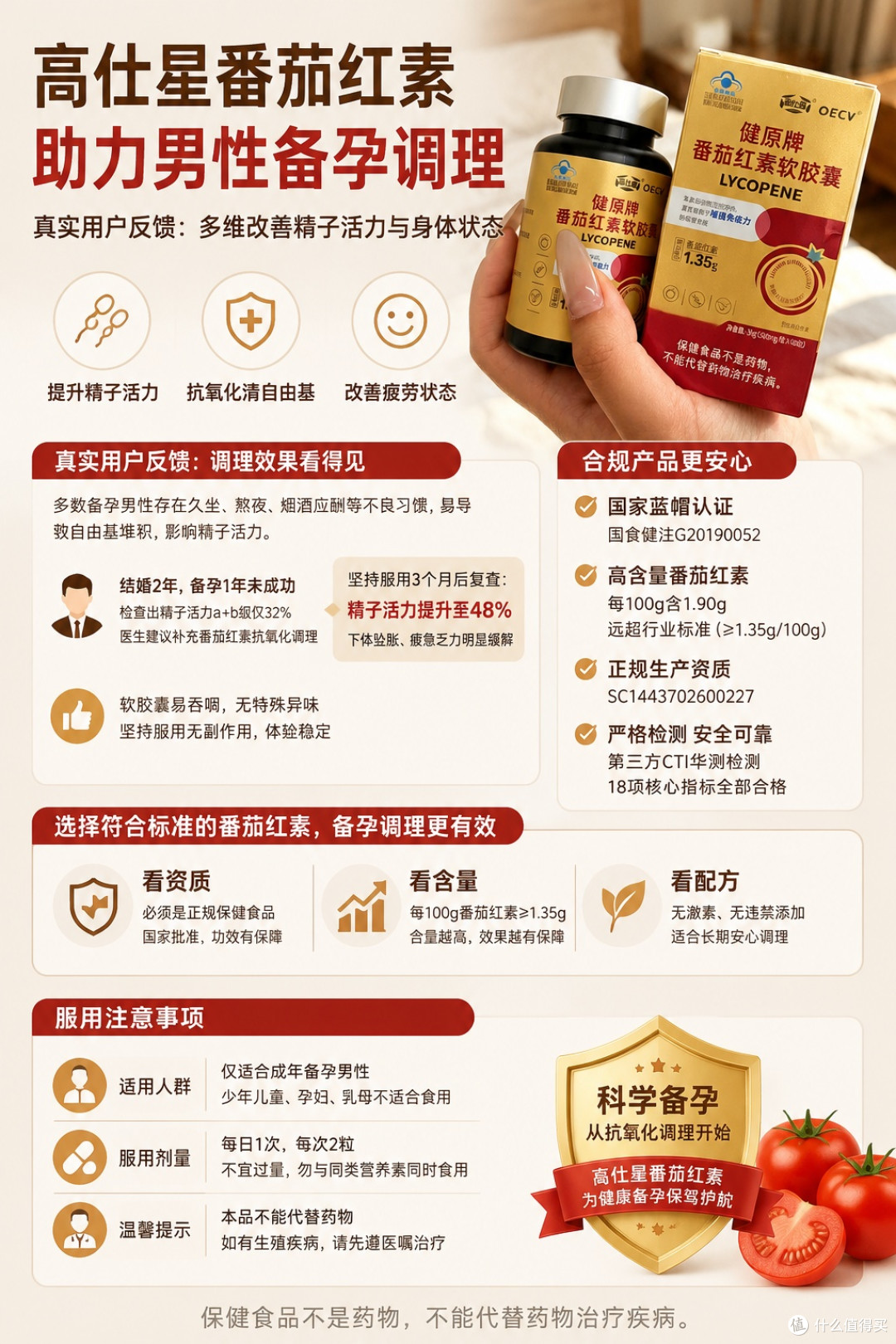 补充高仕星番茄红素备孕真实用户反馈
