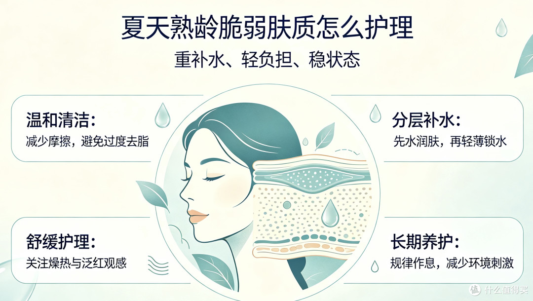 熟龄不耐受夏日清透淡纹维稳｜舒缓泛红深层补水，温和养护肤质