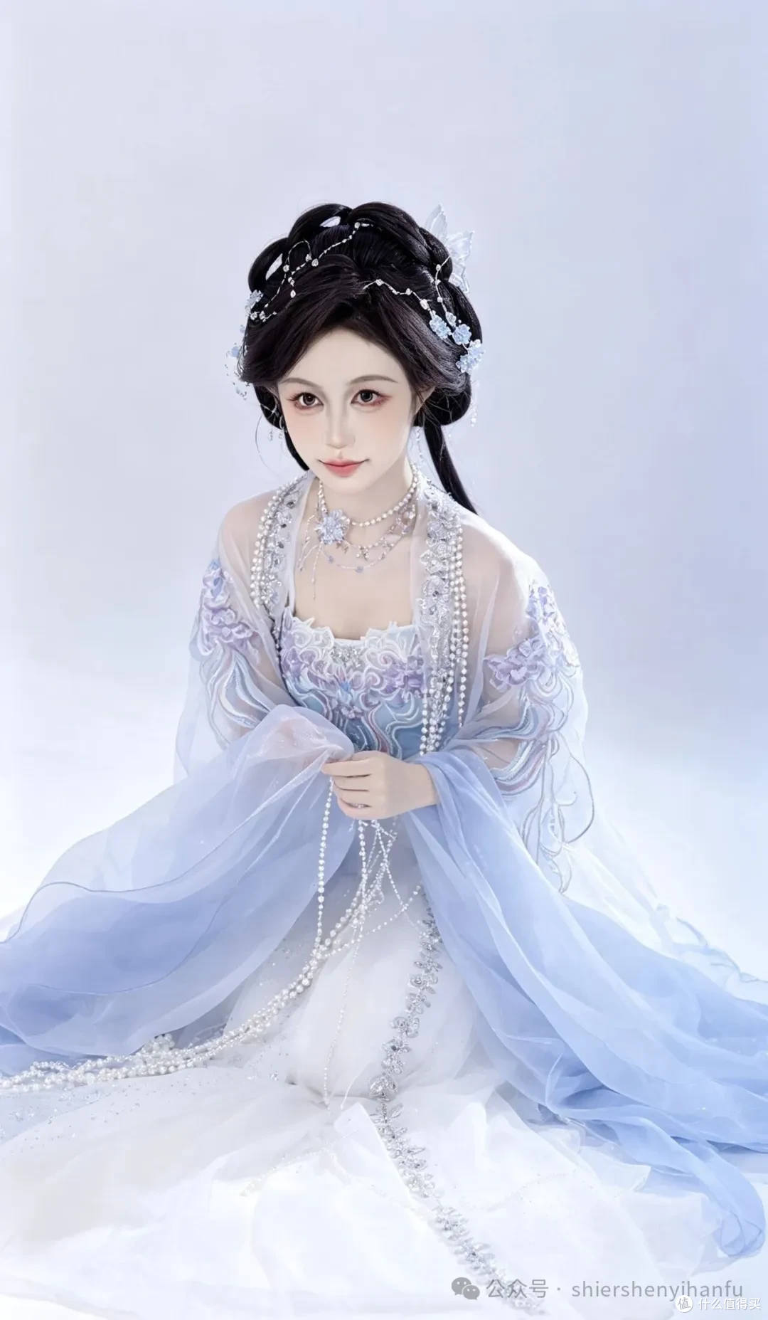 十二深衣·汐幔 深海水母|蓝白改良汉服,仙气氛围感古风穿搭首选