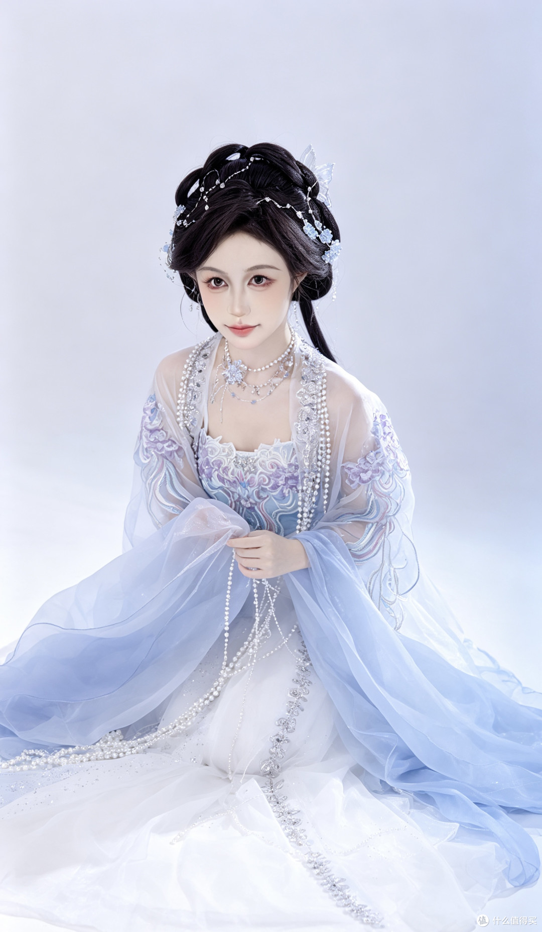 十二深衣·汐幔 深海水母|蓝白改良汉服,仙气氛围感古风穿搭首选