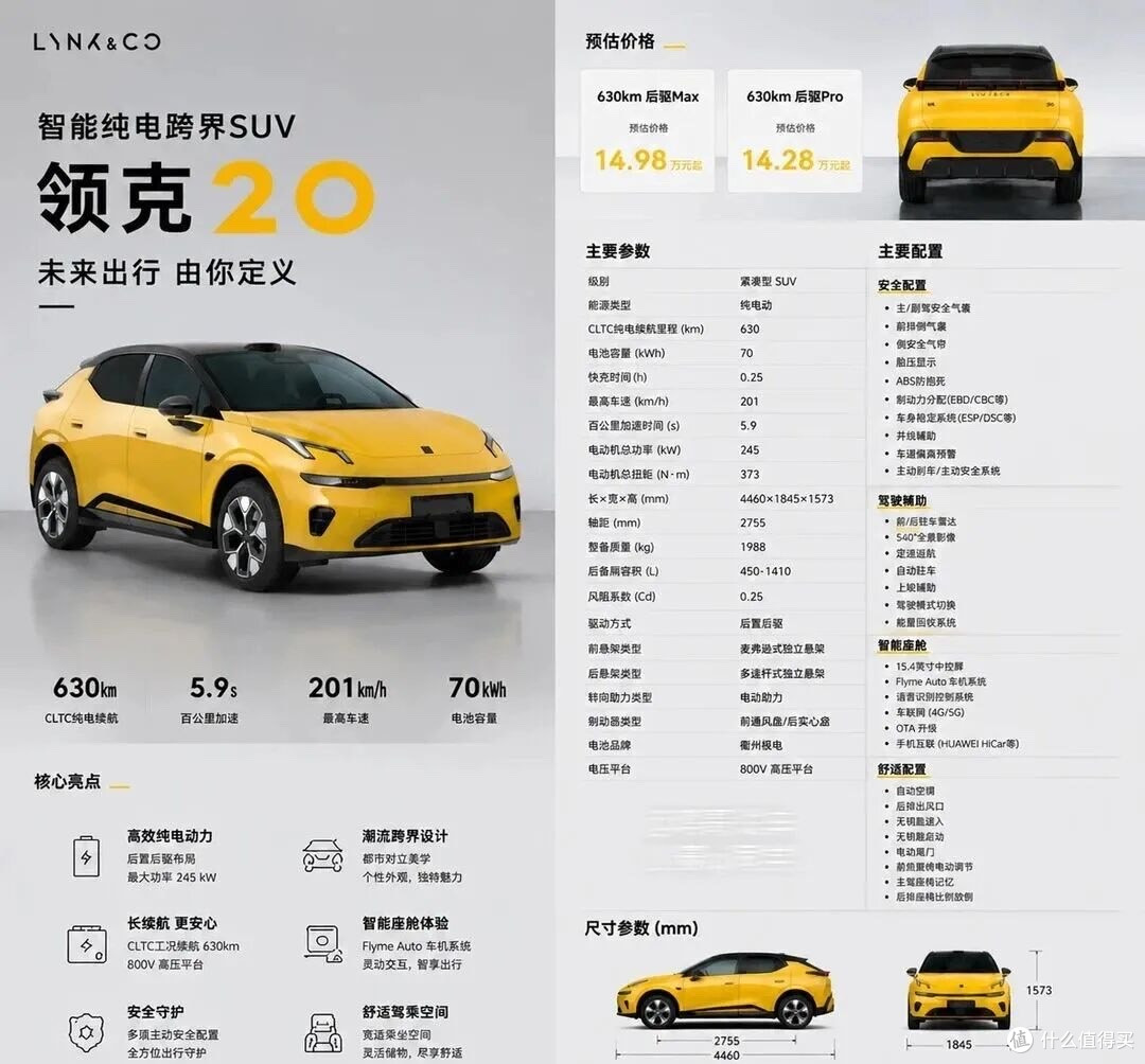 14万级标配800V+6C，5.9秒破百还跑630km，领克20真要“杀疯了”