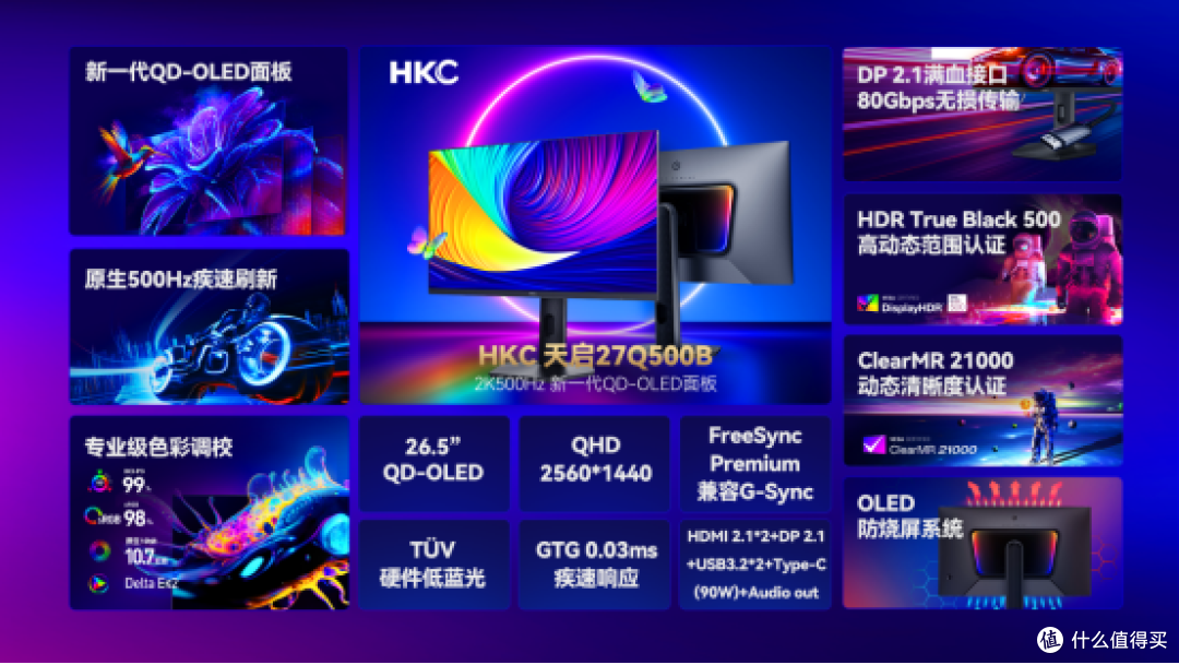 最新QD-OLED电竞显示器推荐：HDR500 独立像素控光三重保护机制