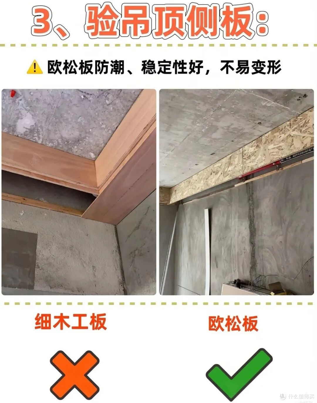 木工验收这12处细节：但凡少做一条，两年以后吊顶必裂，钉帽必锈