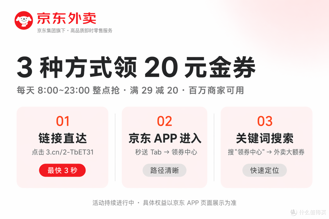 京东外卖整点秒杀怎么参加?满29减20金券全攻略