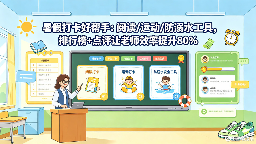 暑假打卡：阅读/运动/防溺水工具排行榜+点评让老师效率提升80%  