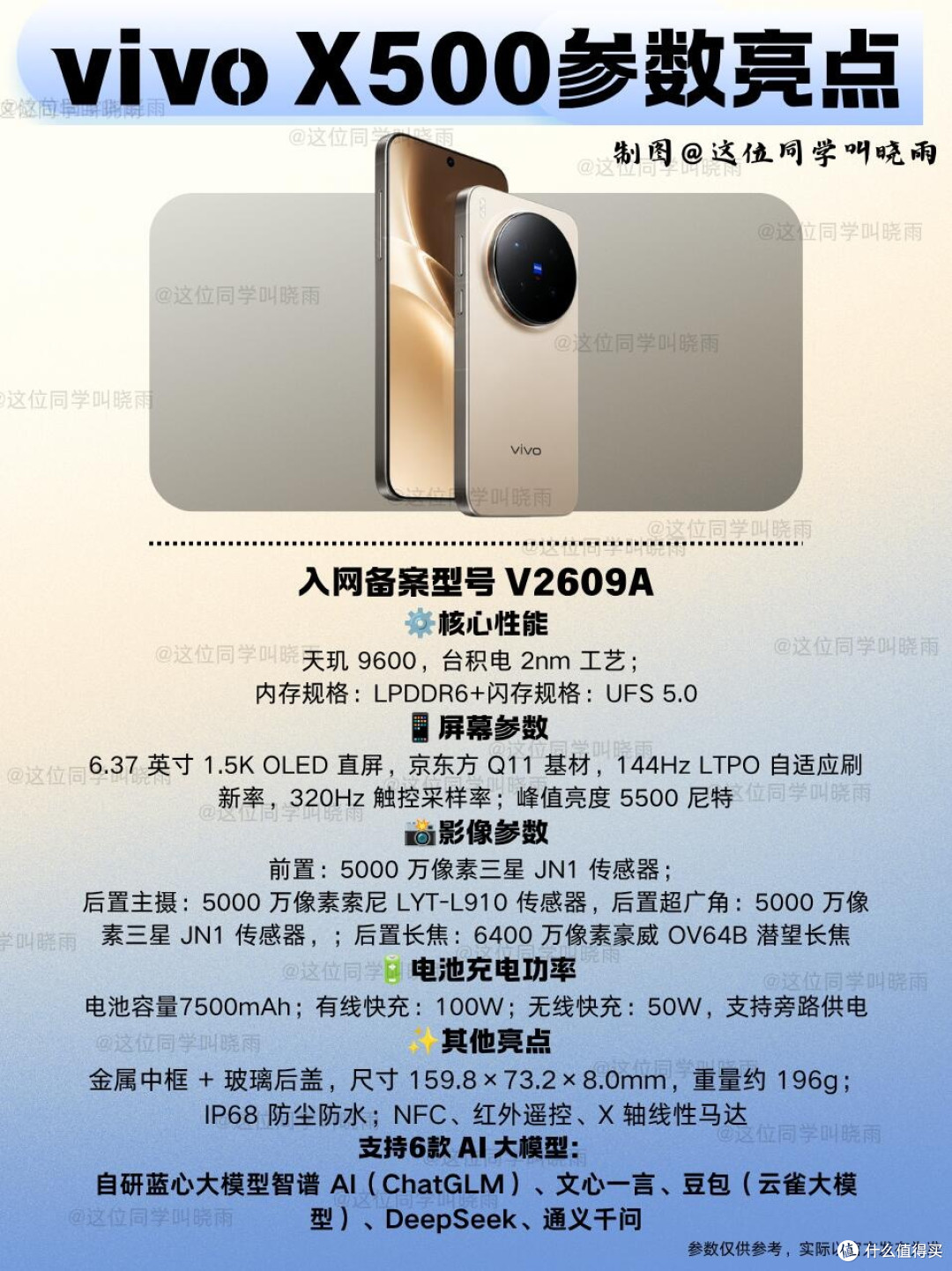 vivo X500完整入网信息曝光|一次性搭载6大AI大模型