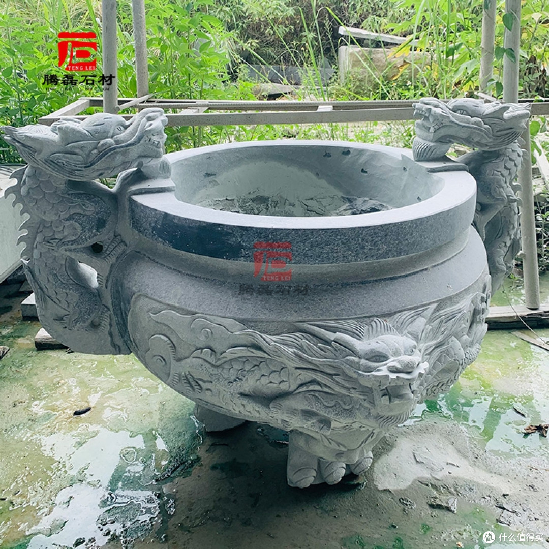 三足石雕香炉款式 宗祠圆形石雕香炉定做
