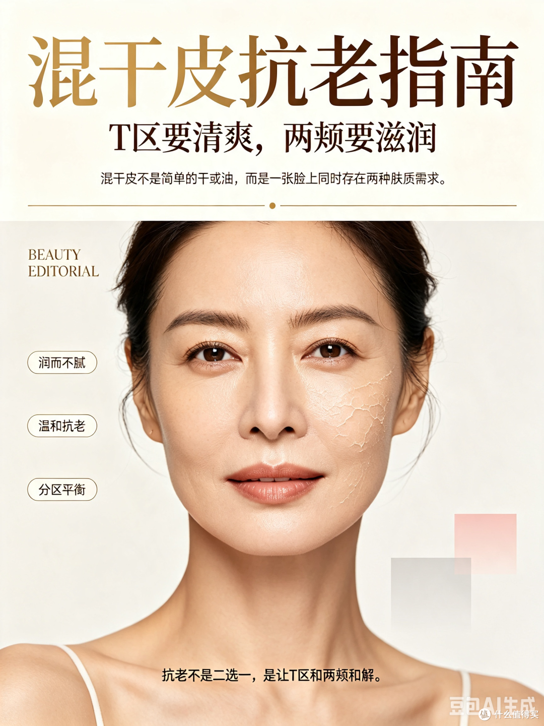 T区油两颊干,抗老精华怎么选?几款适配混干皮的配方思路参考