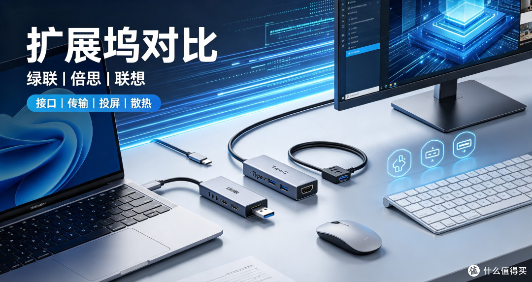 桌面扩展坞对比:绿联、倍思、联想Type-C拓展坞实测