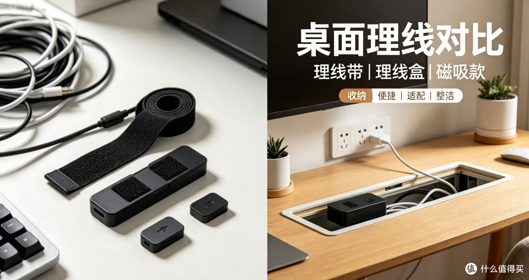 桌面数据线收纳神器:理线带、理线盒、磁吸理线器三款对比