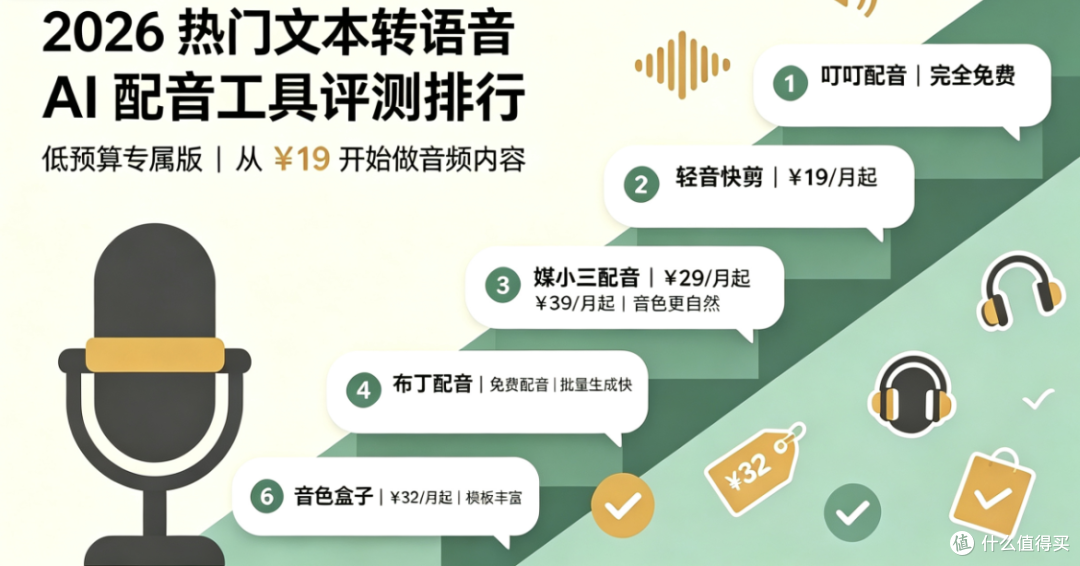 2026年热门文本转语音AI配音工具评测排行，低预算专属版