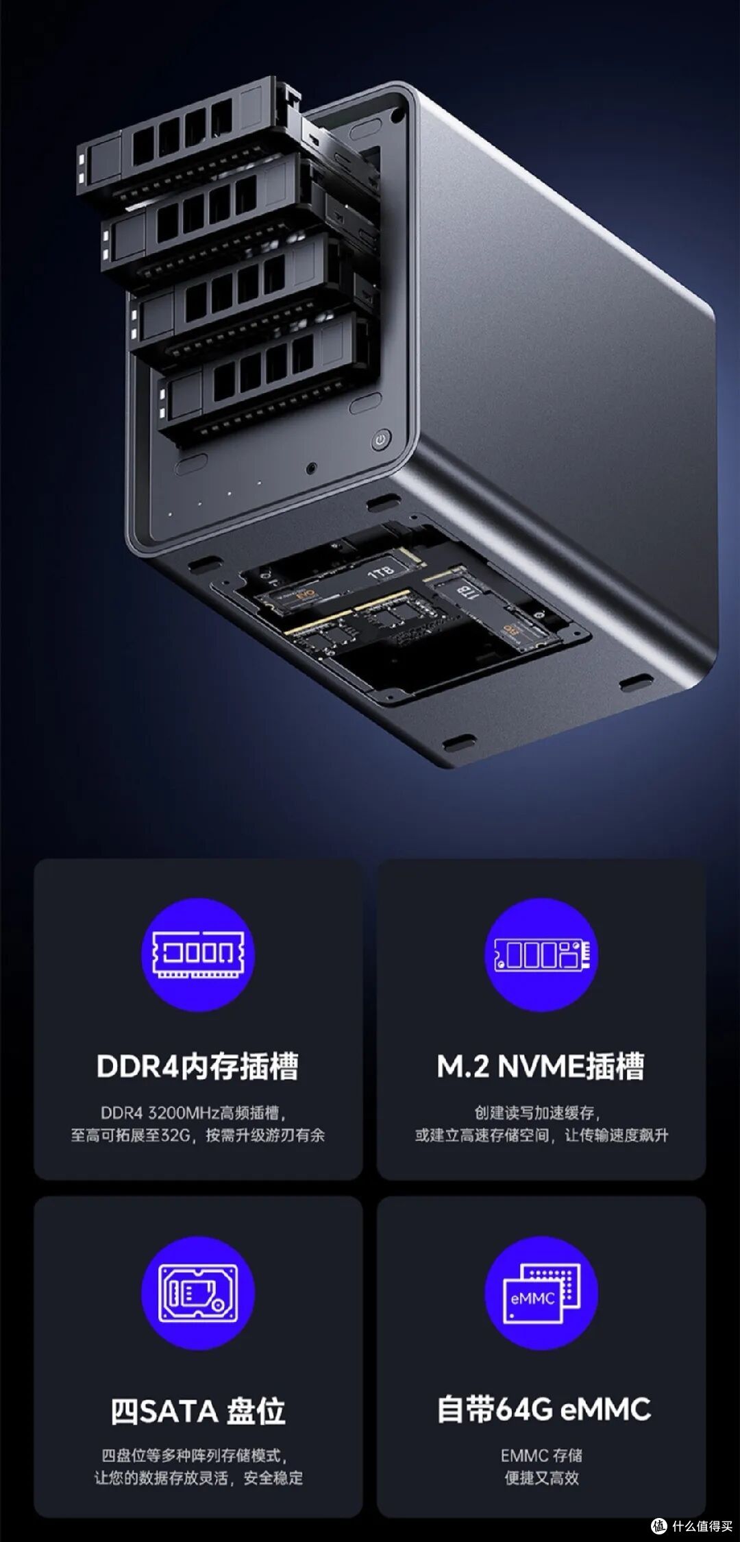 全新N100四盘位NAS,铁牛NAS四盘位+双2.5G+双NVME,8+64G1499