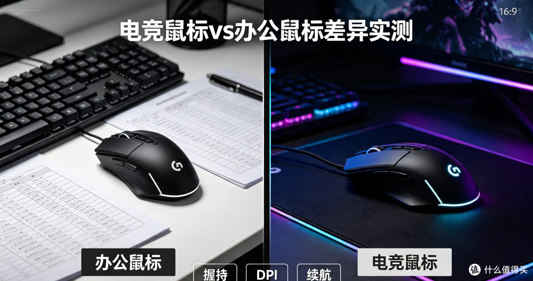 电竞鼠标vs办公鼠标差异实测，选错真的越用越累