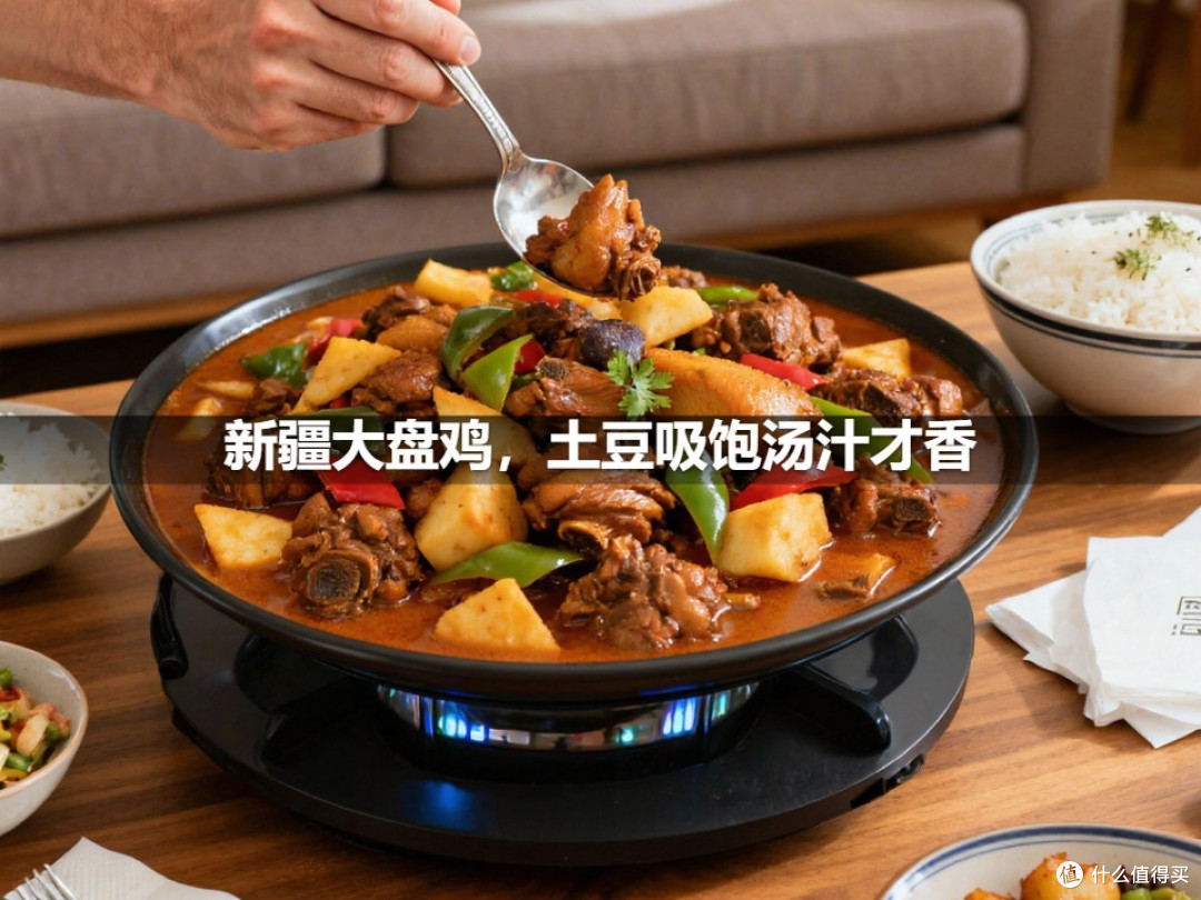 新疆大盘鸡,土豆吸饱汤汁才香