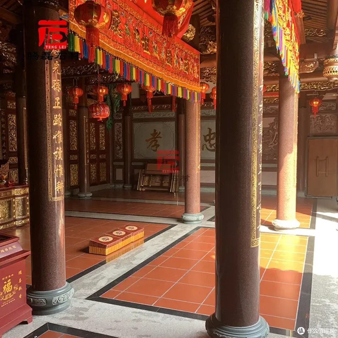 4140460906.webp 宗祠印度红石材圆柱华贵大气 家庙拜亭廊红色圆柱