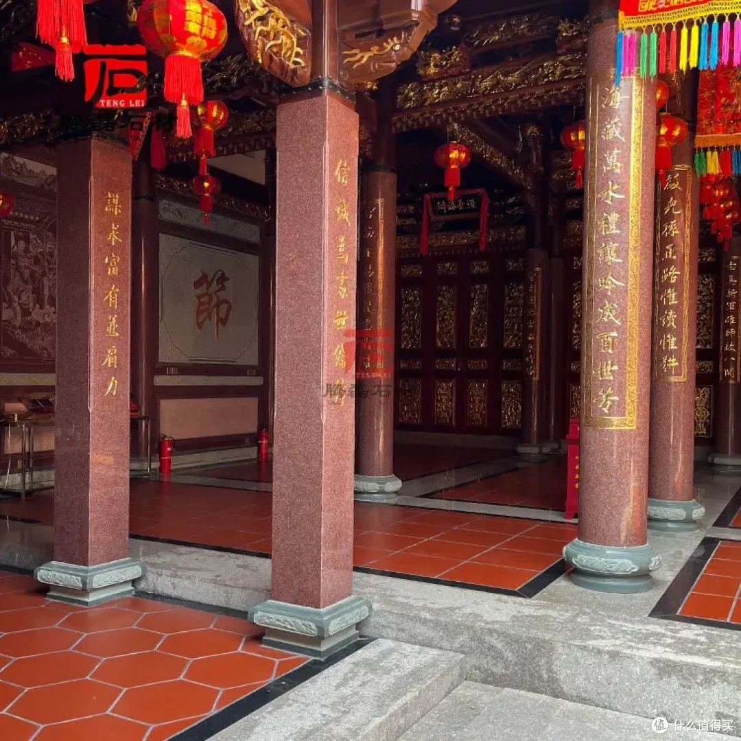 圆柱 (138).jpg 宗祠印度红石材圆柱华贵大气 家庙拜亭廊红色圆柱