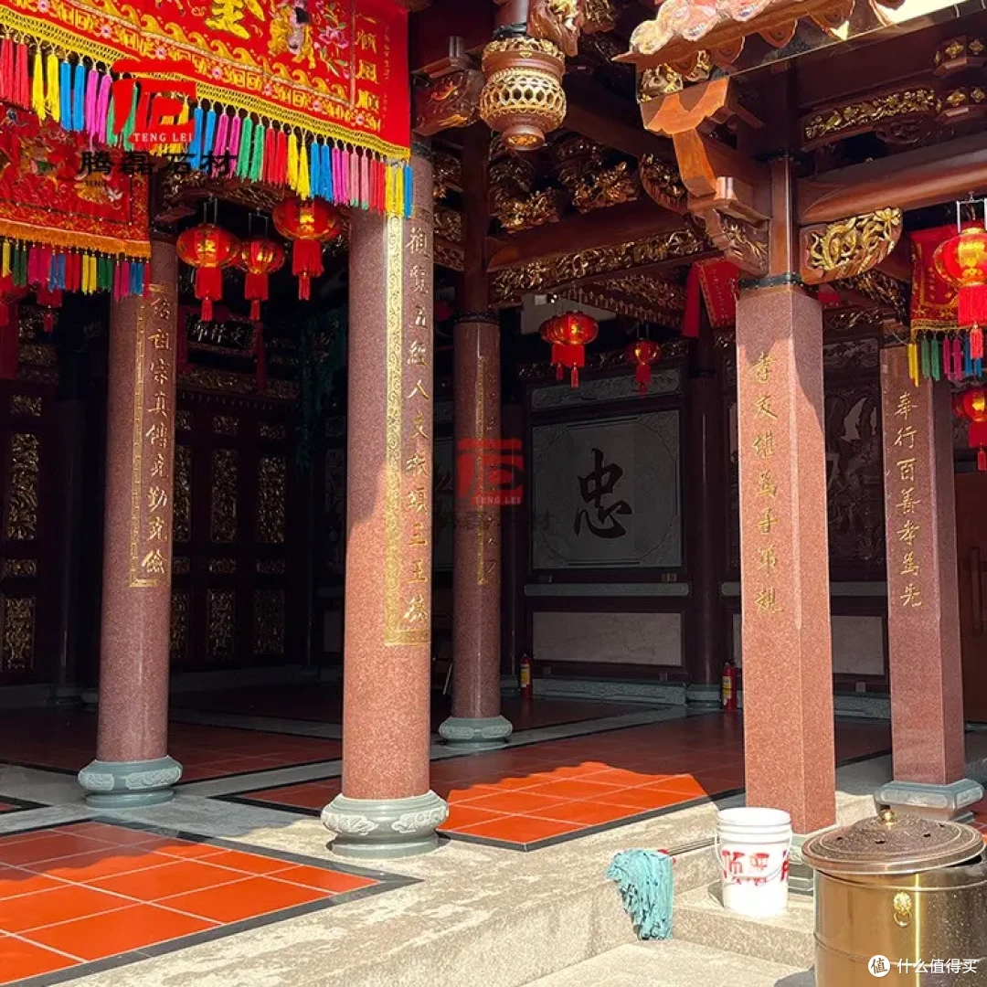 圆柱 (136).jpg 宗祠印度红石材圆柱华贵大气 家庙拜亭廊红色圆柱