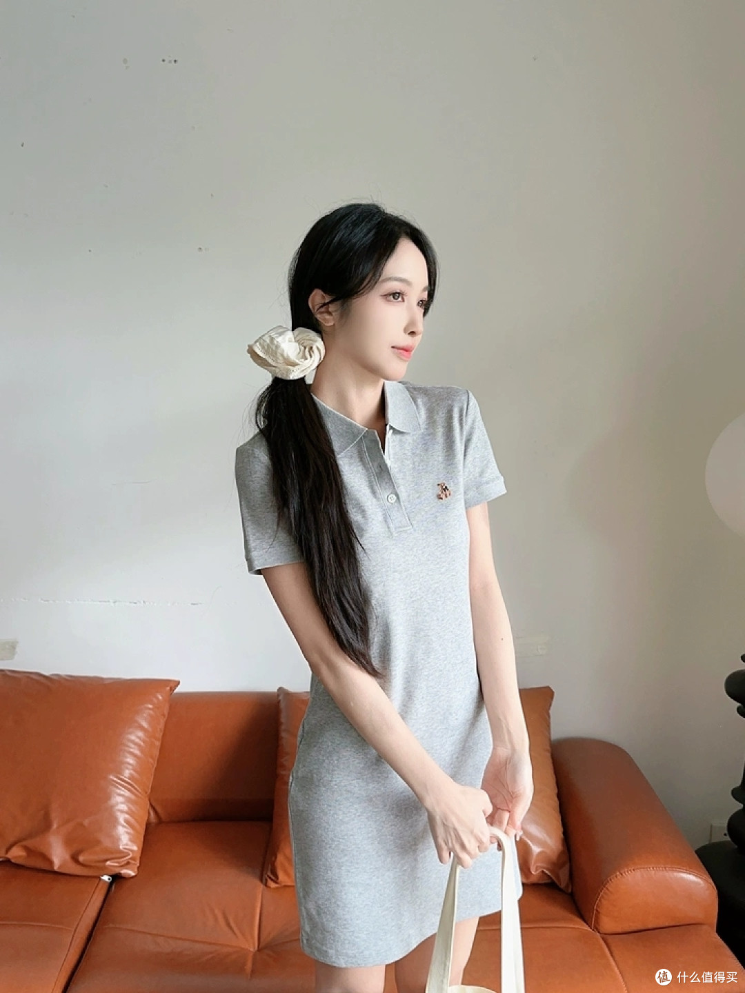 TeenieWeenie 小熊 POLO 连衣裙|懒人夏日刚需,学院风百搭灰裙