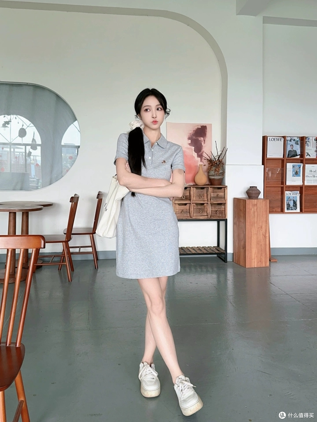 TeenieWeenie 小熊 POLO 连衣裙|懒人夏日刚需,学院风百搭灰裙