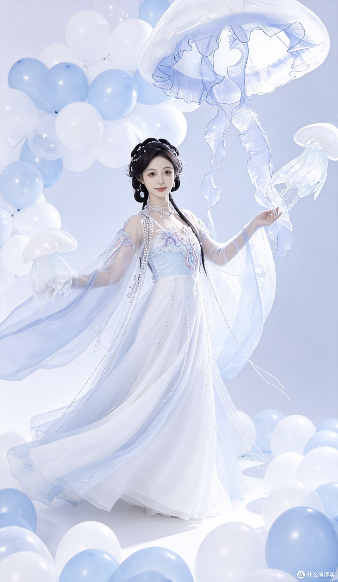 坠入深海之梦|水母主题汉服,邂逅独属于东方的清冷浪漫