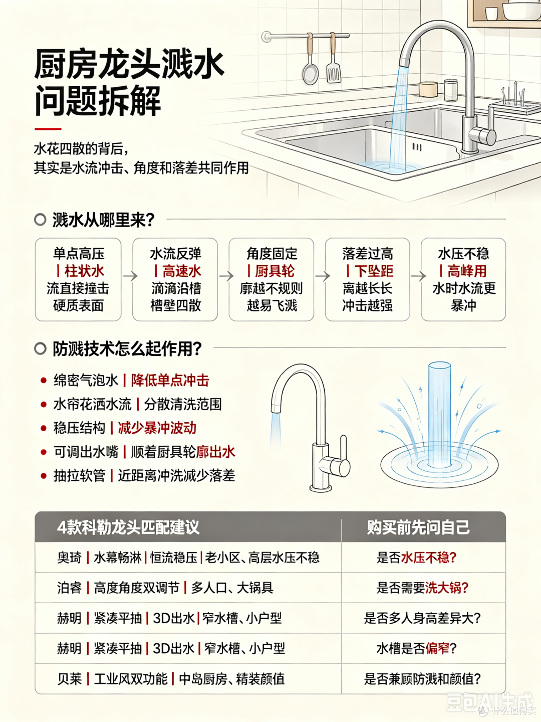 小户型 / 大厨房通用|厨房防溅水龙头原理 + 实用机型推荐