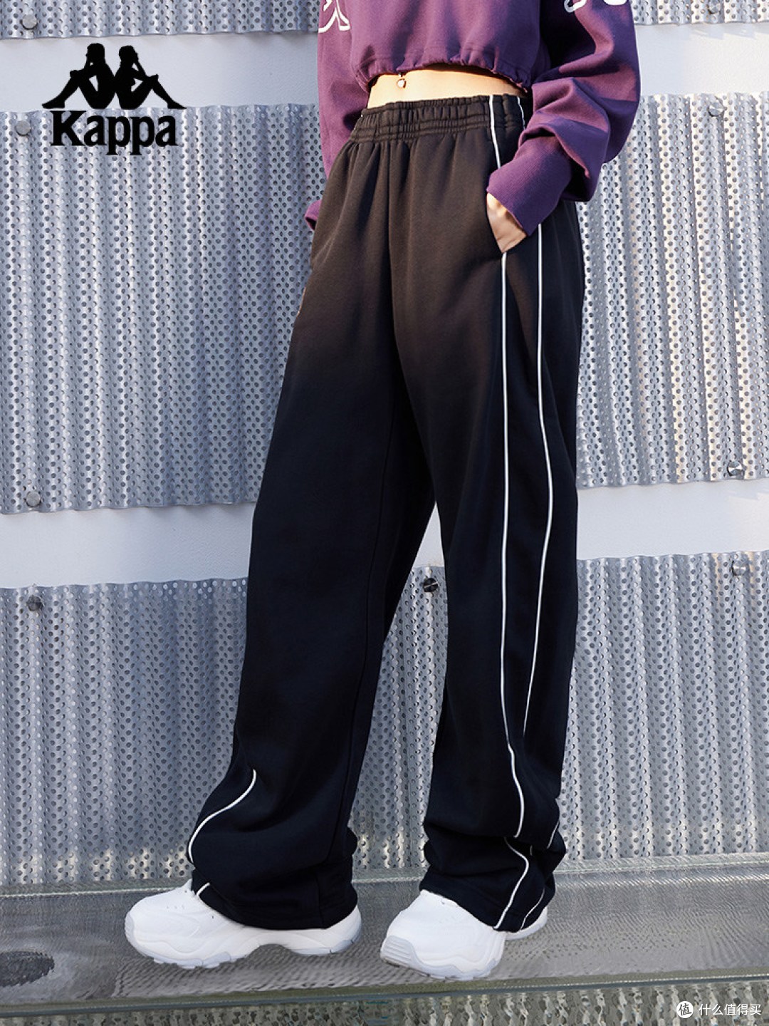 Kappa卡帕针织宽松直筒休闲裤