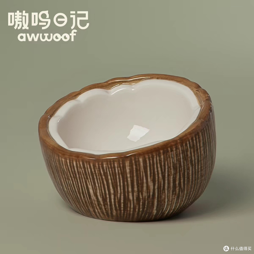 嗷呜日记半个椰子陶瓷猫碗分享