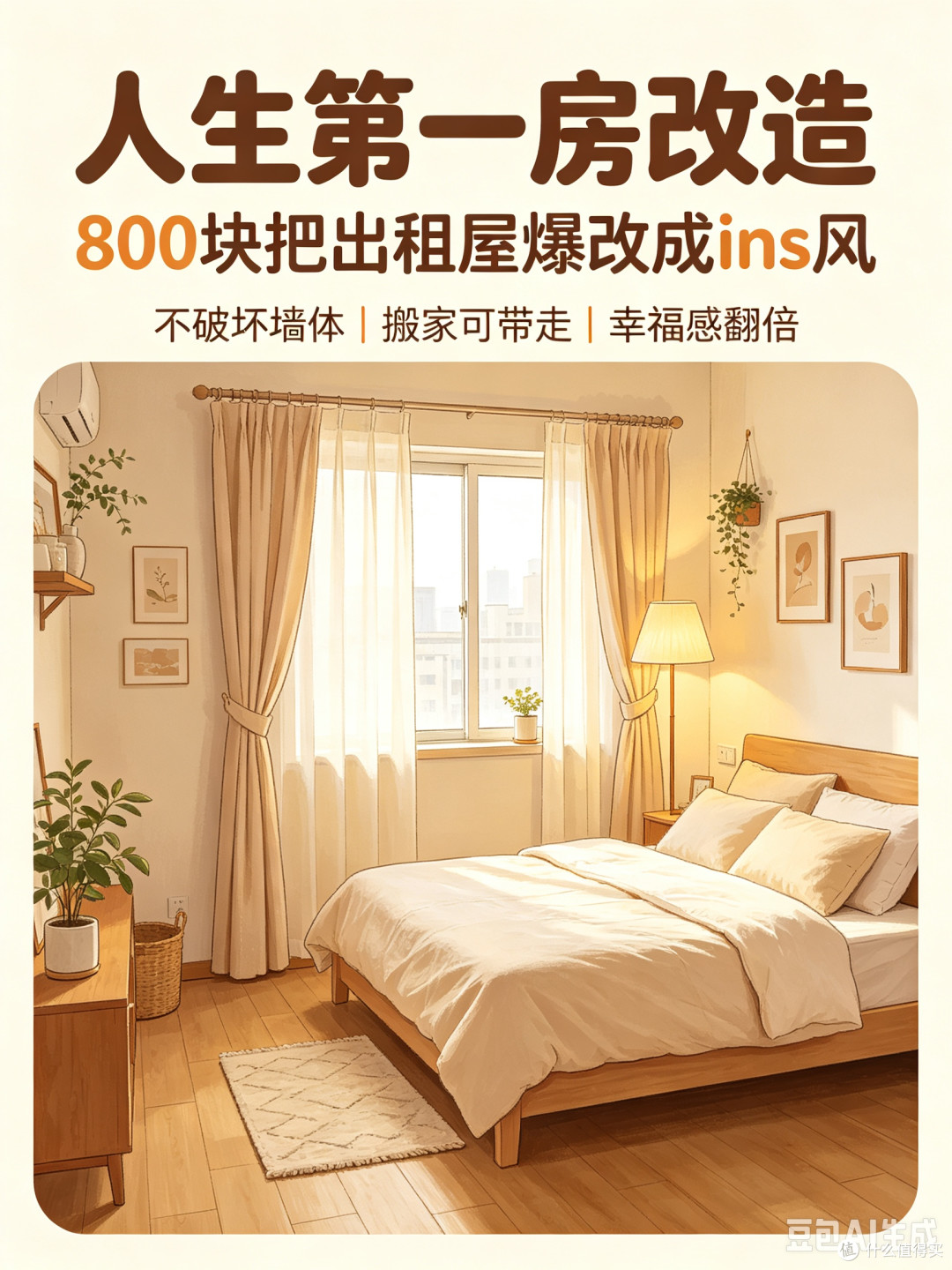 人生第一房改造|800块把出租屋爆改成ins风,房东看了都想加租