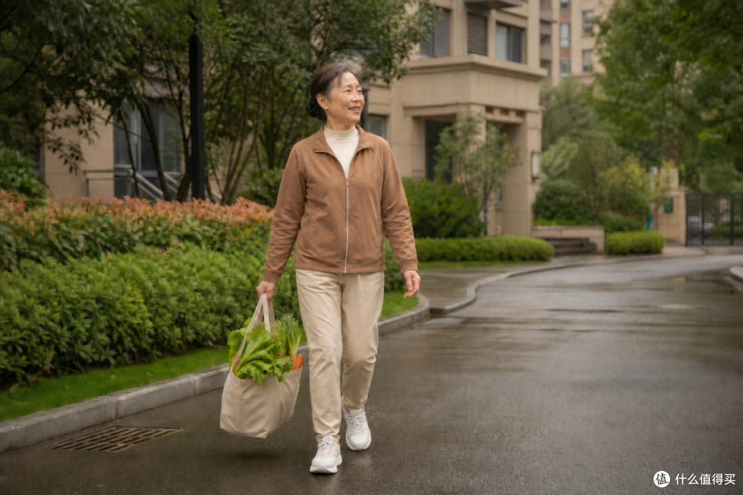 图1  妈妈出门买菜，一趟路包含穿脱、下楼、湿地行走和拎菜回家等连续动作。