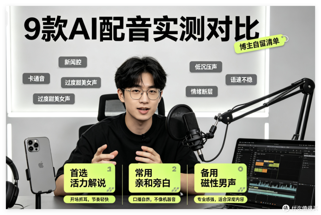 对比 9 款 AI 配音,短视频博主只留下 3 款