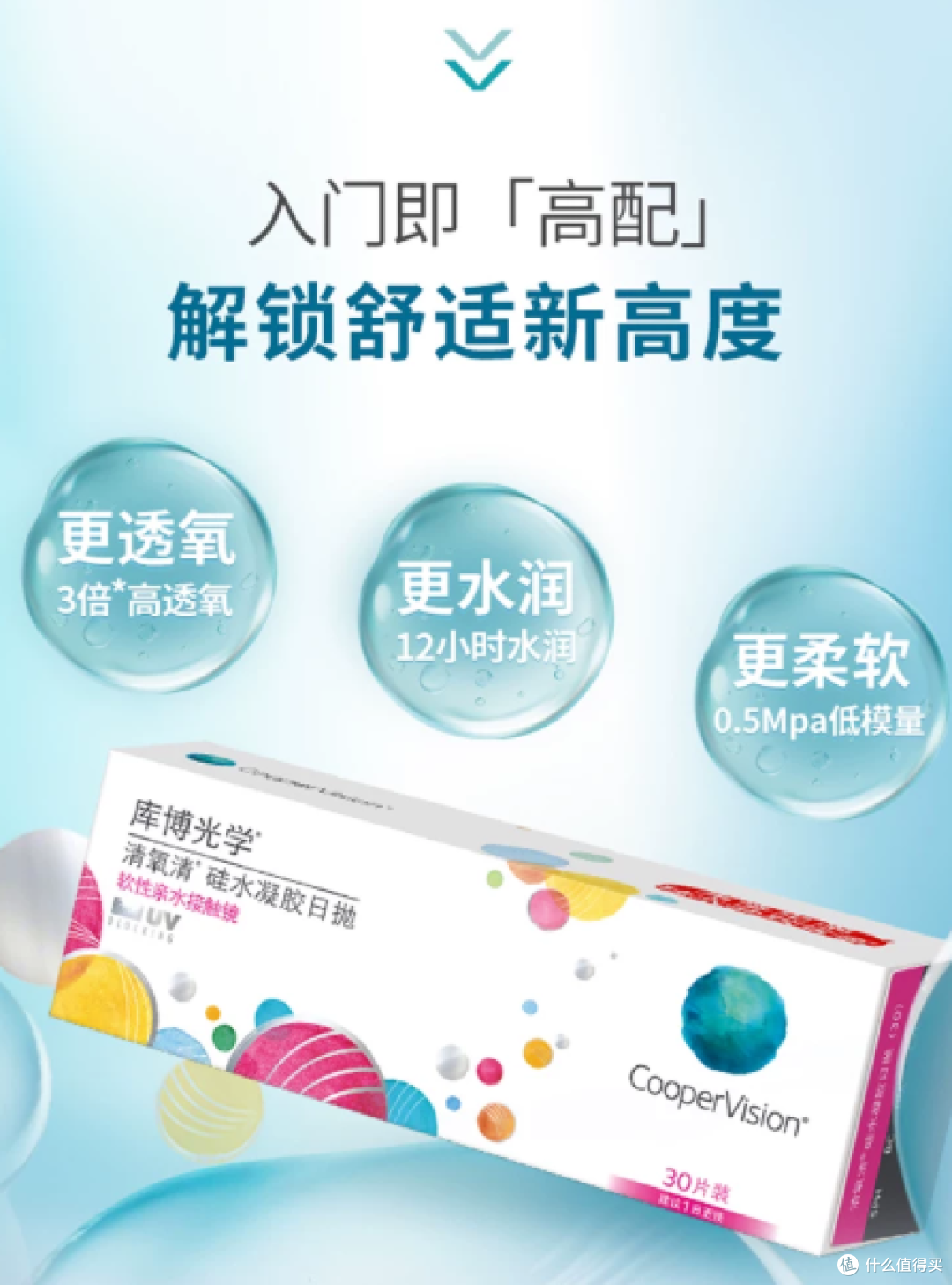【赠试戴片】库博光学清氧清硅水凝胶近视隐形眼镜日抛30片舒适