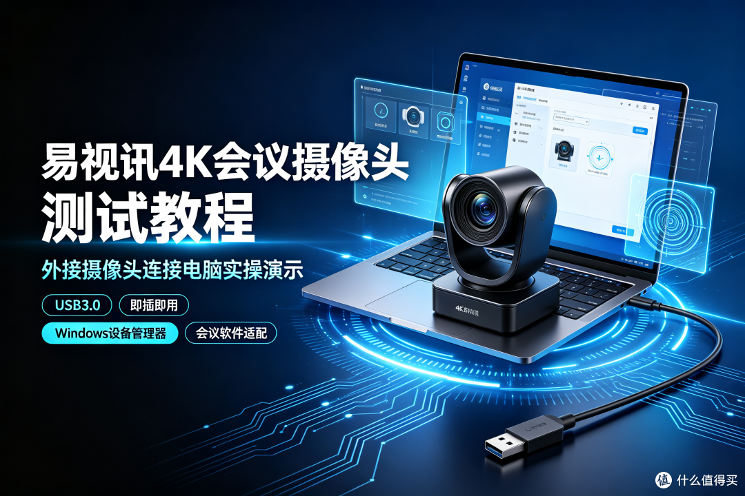 易视讯4K会议摄像头电脑连接实操测试教程
