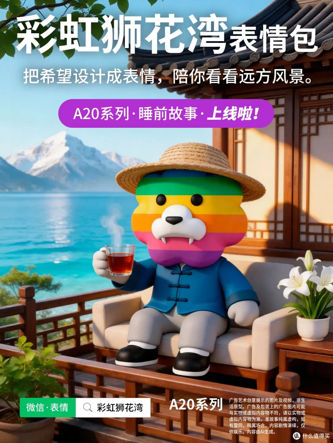 睡前故事：把「希望」设计成「表情」，陪你看看远方风景，彩虹狮花湾 A20 系列表情包上线啦！