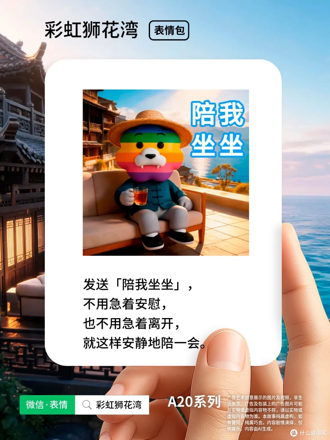 睡前故事：把「希望」设计成「表情」，陪你看看远方风景，彩虹狮花湾 A20 系列表情包上线啦！