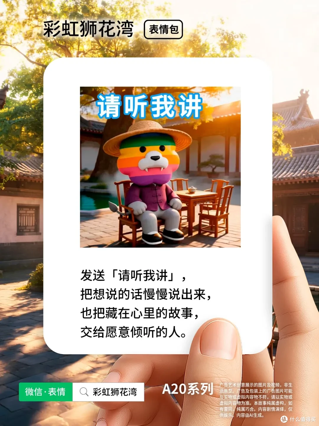 睡前故事：把「希望」设计成「表情」，陪你看看远方风景，彩虹狮花湾 A20 系列表情包上线啦！
