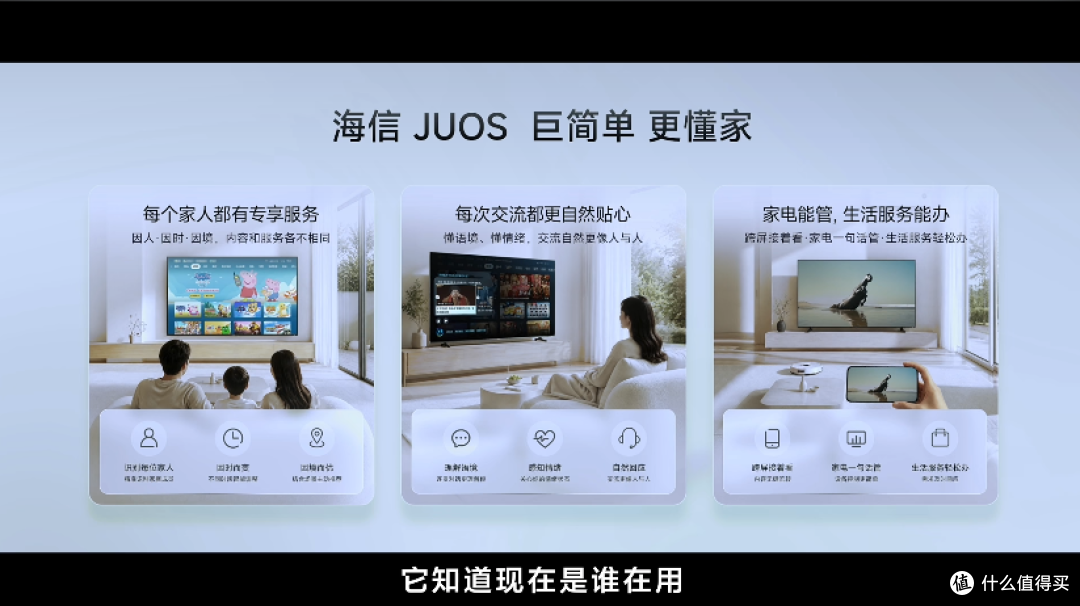 传统电视系统淘汰吧！海信JUOS发布，行业首个“懂全家”的AIOS！
