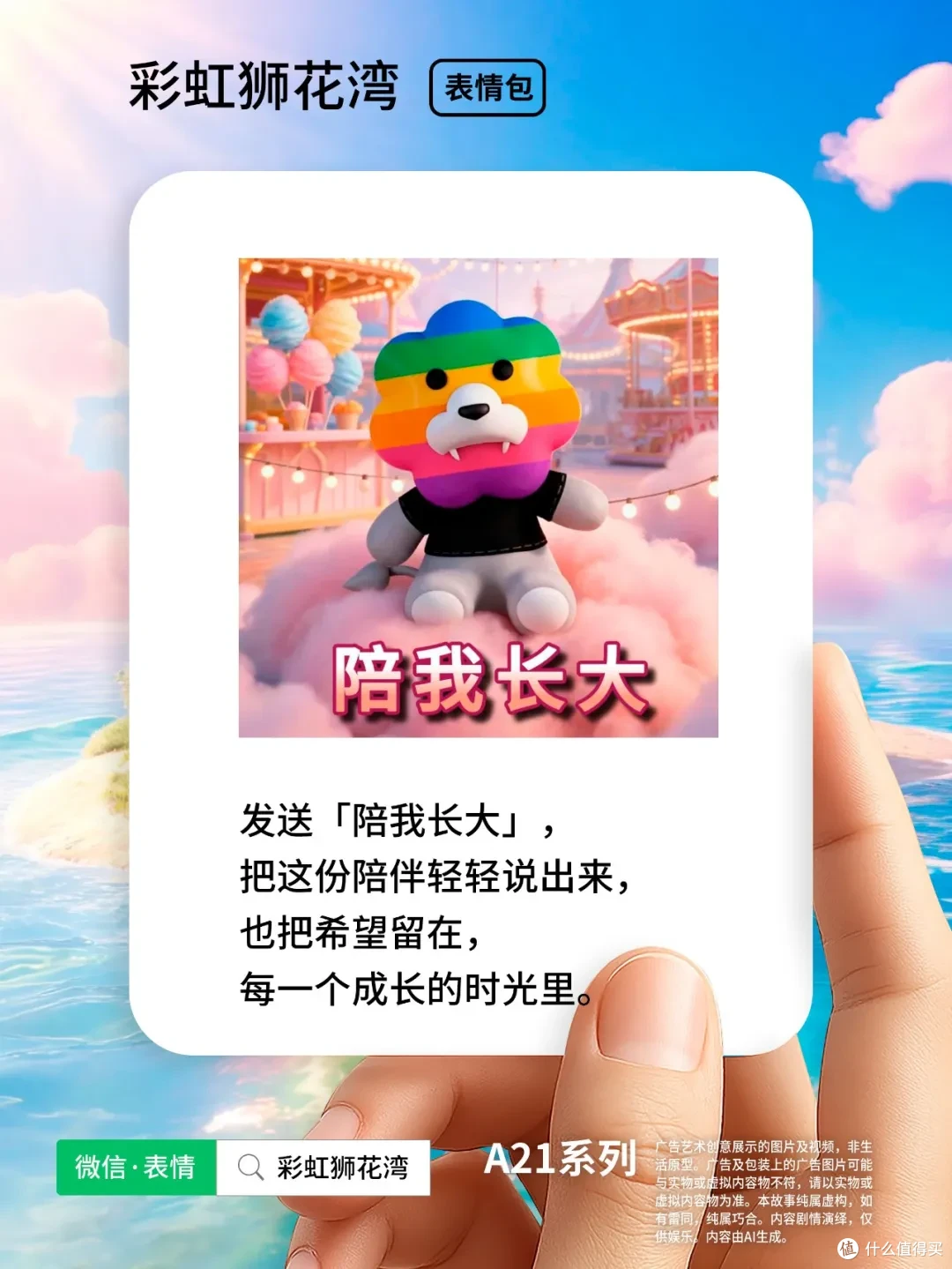 把「希望」设计成「表情」，陪你走过成长时光，彩虹狮花湾 A21 系列表情包上线啦！