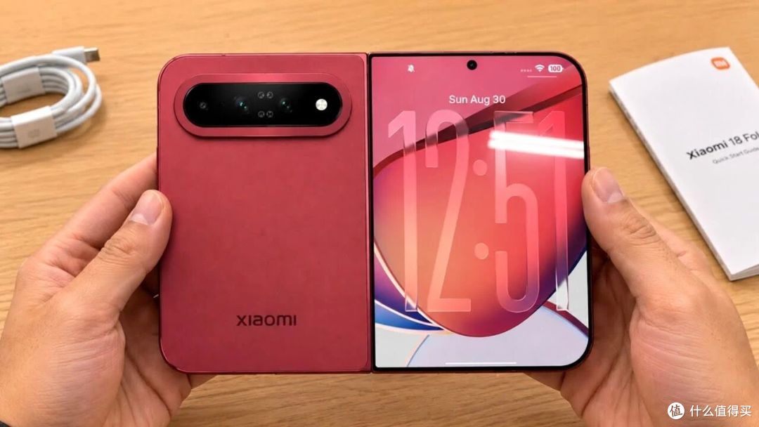 小米18 Fold真机图出来了,阔折叠、赤霞珠红,这次正面刚苹果!