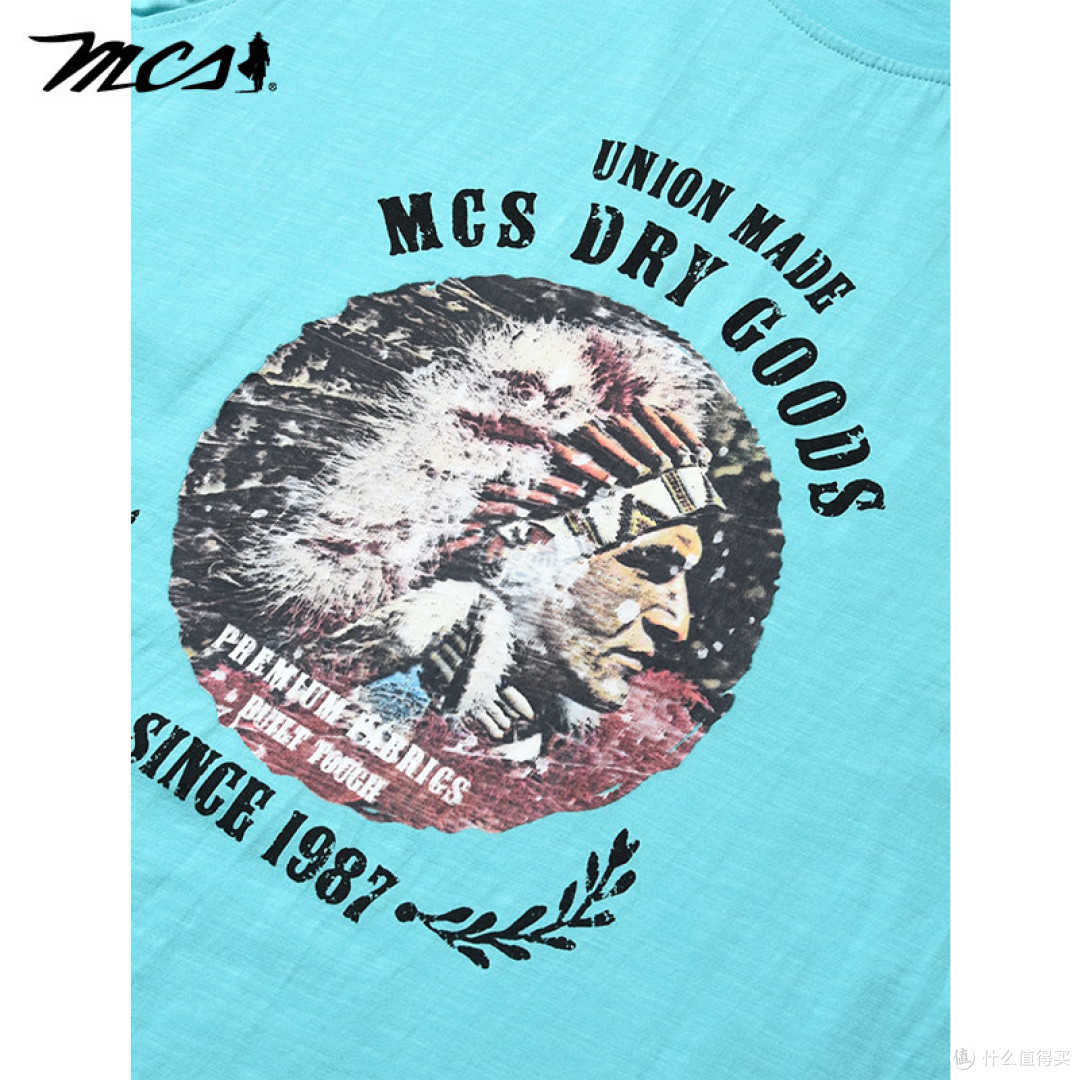MCS万宝路夏季印第安风纯棉印花短袖T恤