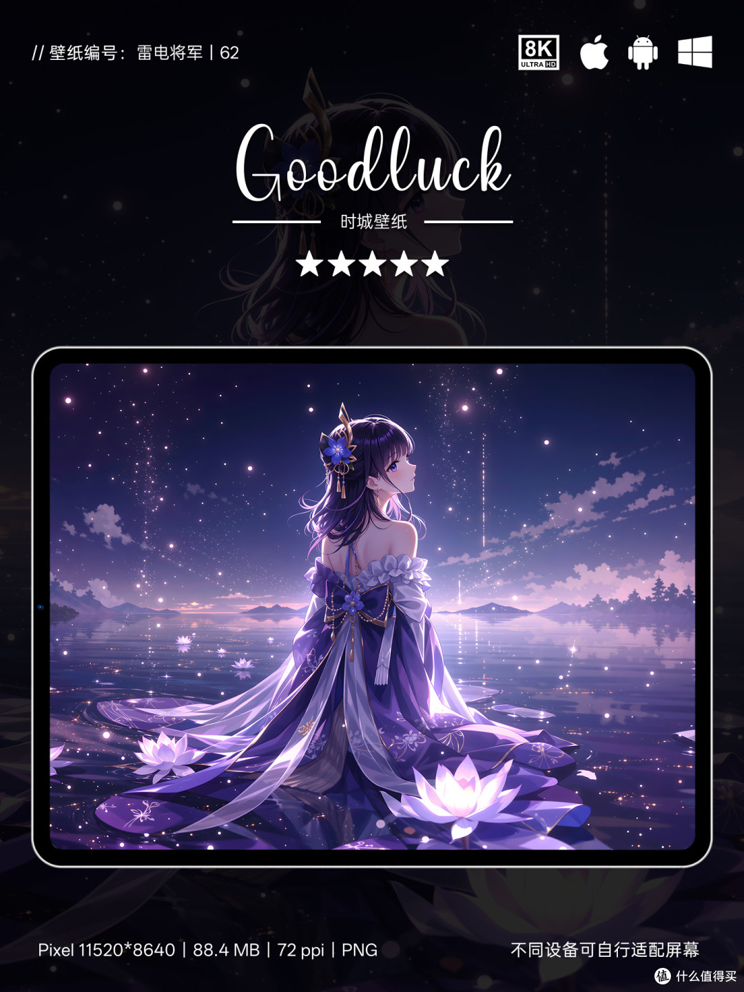 夜色湖畔,静望星河的雷电将军