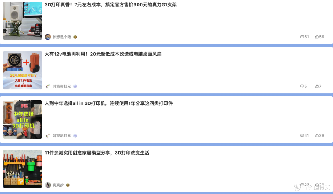 值得买站内部分优秀的3D打印文章