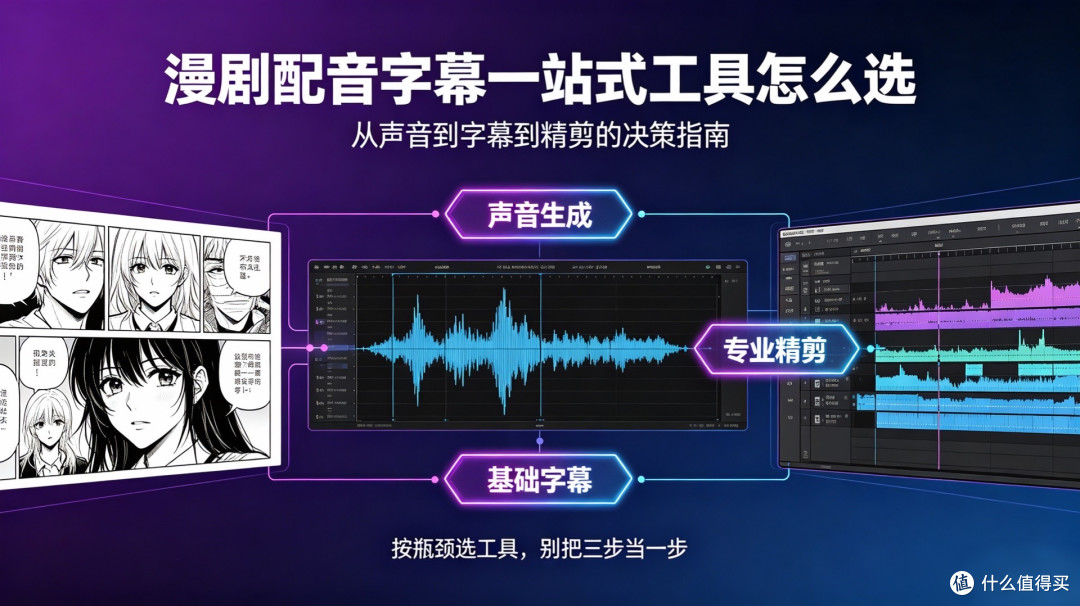 漫剧配音字幕一站式工具怎么选：从声音到字幕到精剪的决策指南