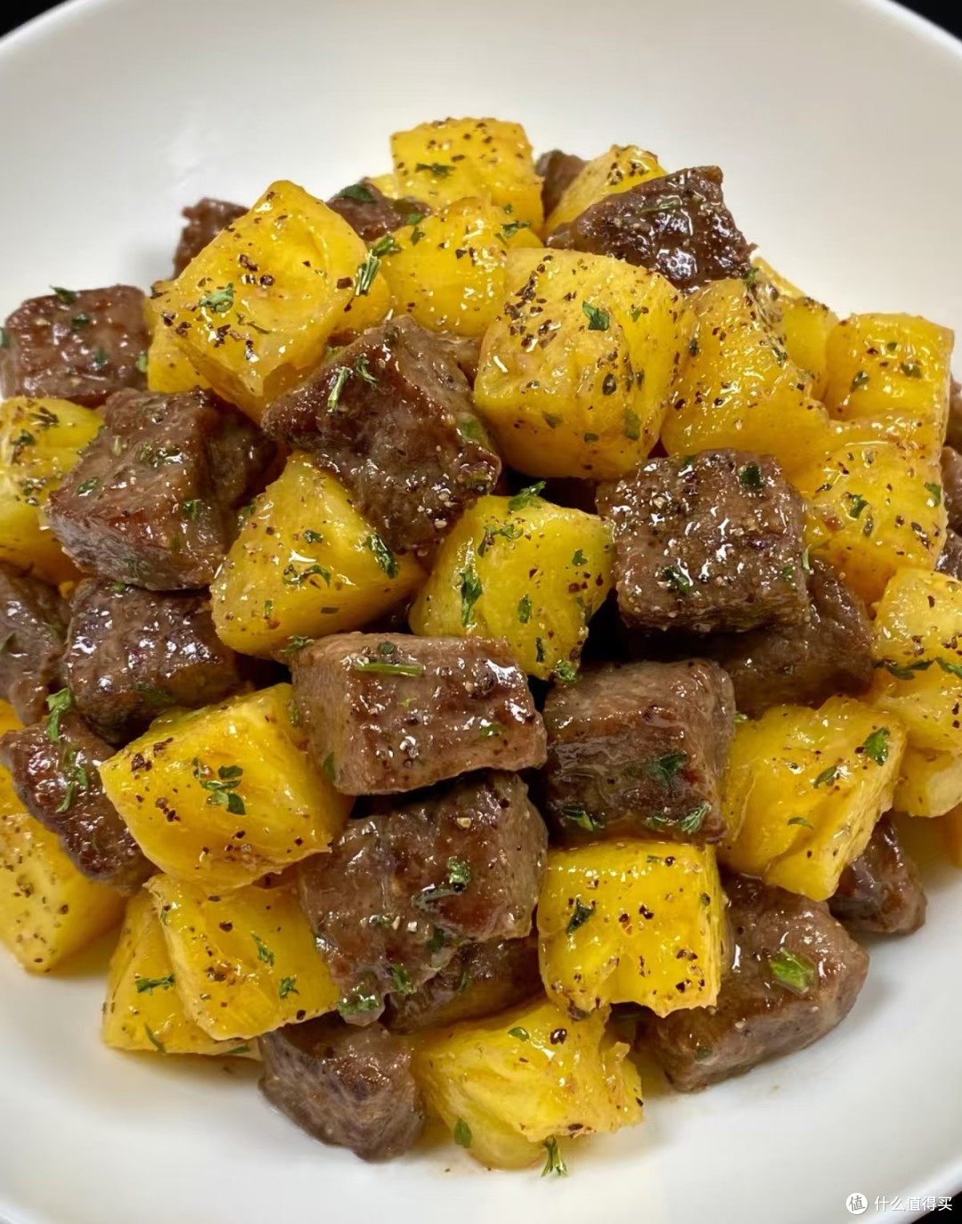 菠萝黑椒牛肉粒，超绝低脂下酒菜