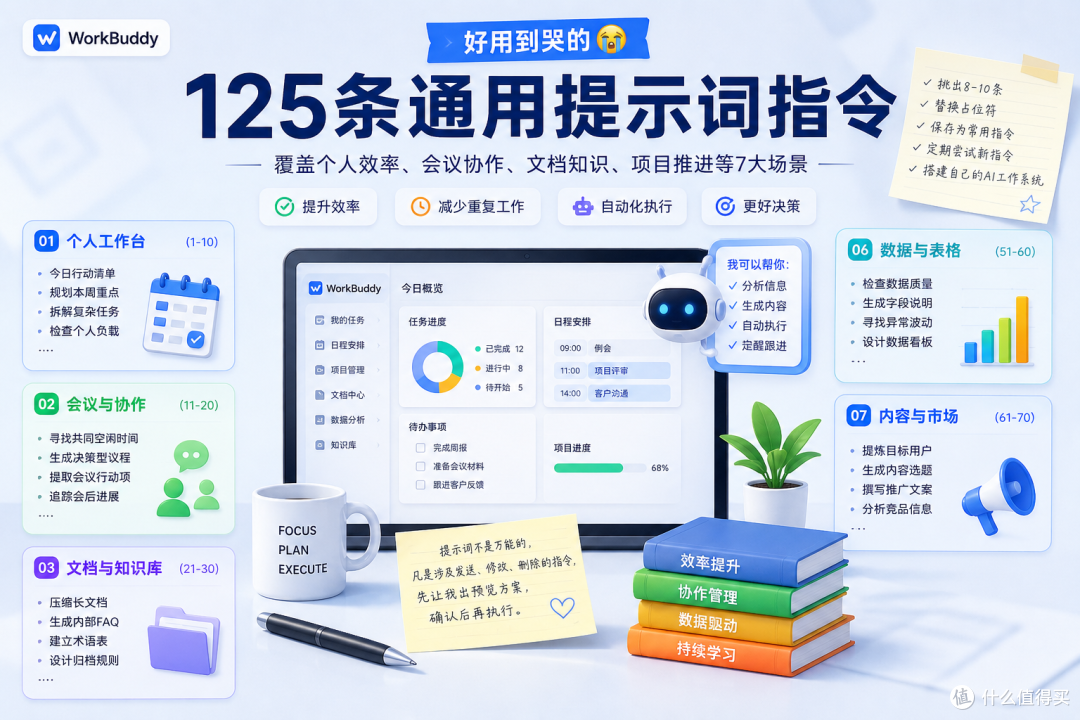 打工人办公提效必看:125 条通用 AI 指令,覆盖 13 大高频场景