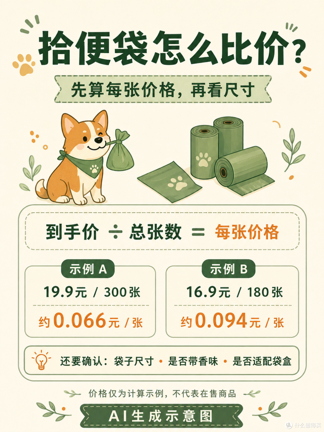 拾便袋怎么选:先算单张价,再核对尺寸