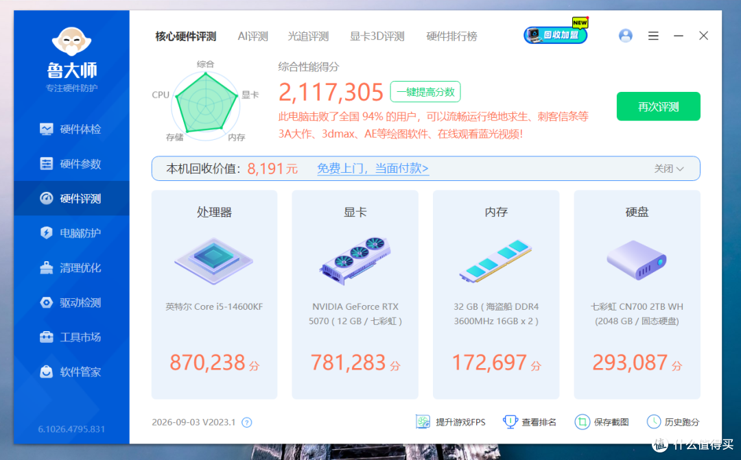 选D4直省2000!14600KF+七彩虹B760M超级黑刃+5070装机分享