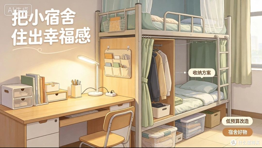 宿舍住成温馨小家！零基础宿舍改造+收纳干货，低预算拉满幸福感