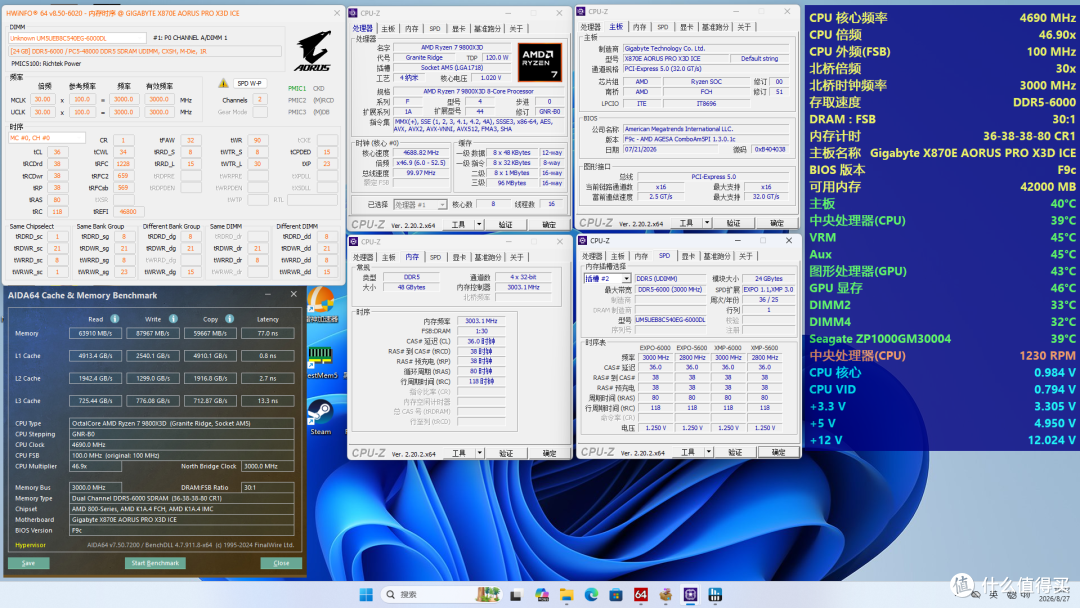 X870E X3D电竞冰雕-6000MT/s C36 高带宽开启