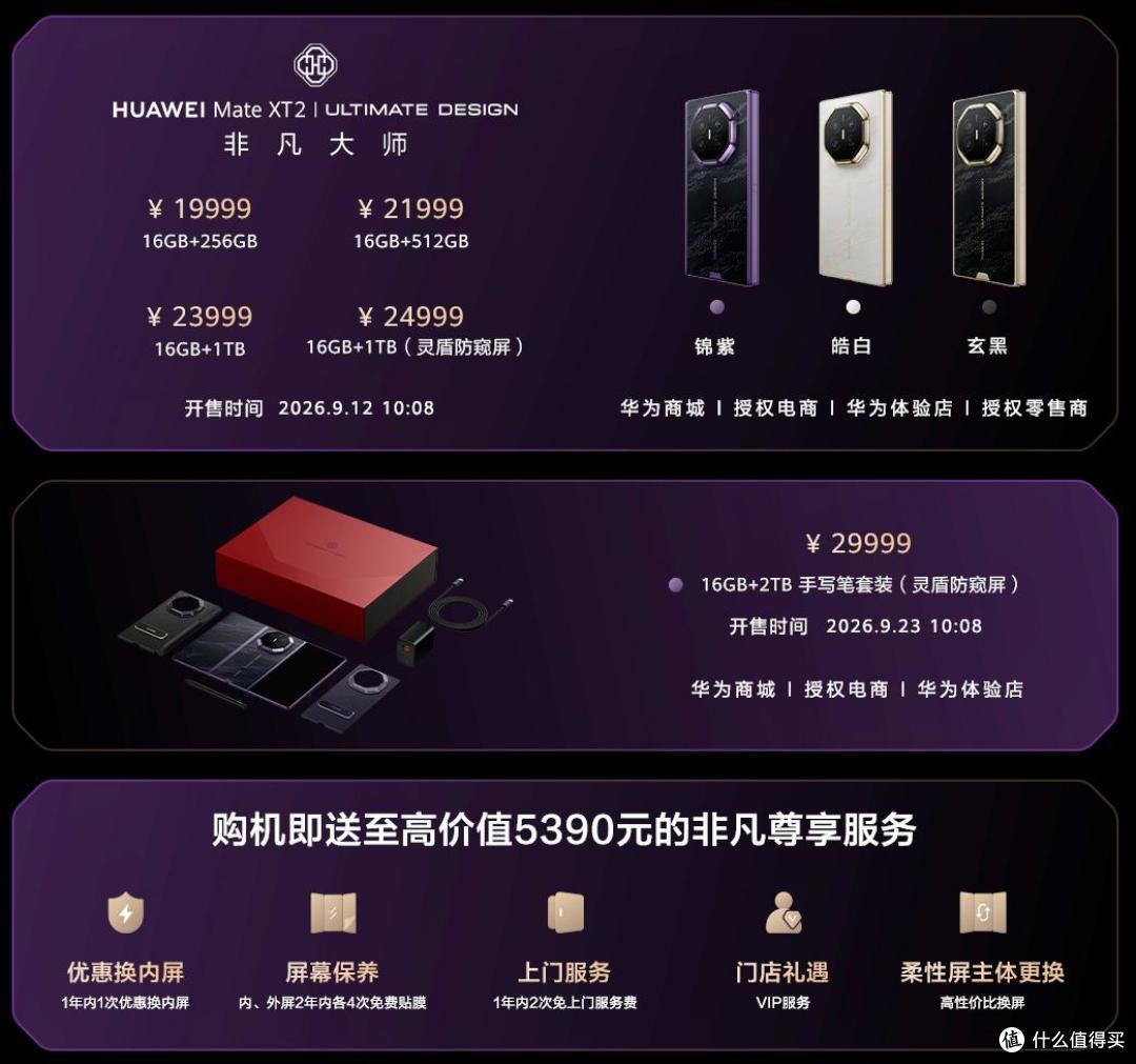 19999,华为Mate XT2薄至3.5mm,麒麟9050 Pro+灵盾防窥屏+鸿蒙7